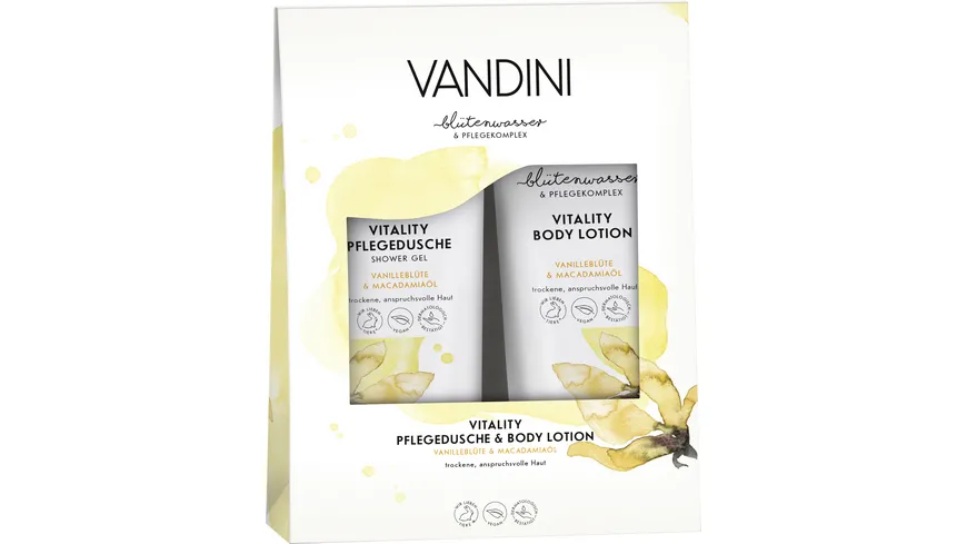 VANDINI Vitality Geschenk Set Vanilleblüte & Macadamiaöl 400 ml