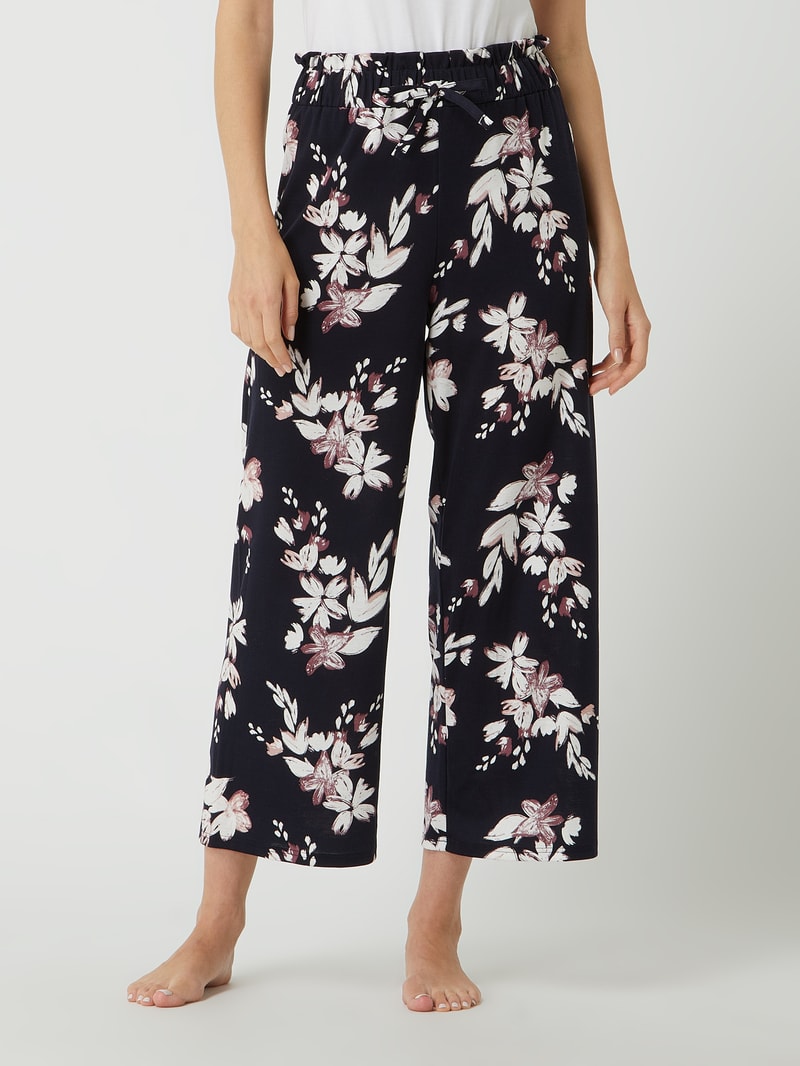 Lounge-Hose mit floralem Muster in marineblau