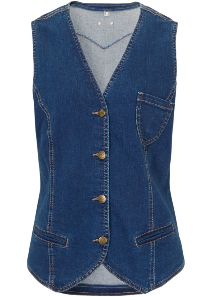 Jeans-Weste mit setilichem Smock