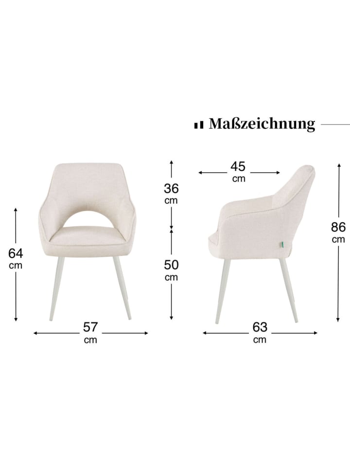 DUBI Möbel 2er-Set: Drehstuhl THOMAS-MOMO in Weiß - (B)57 x (H)86 x  (T)63 cm günstig kaufen onesize
