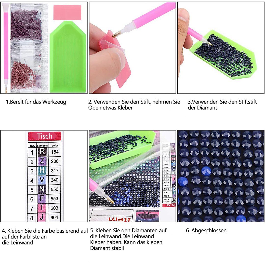 SOTOR Mosaikfliesen 5D DIY Diamant Malerei Set, Malen nach Zahlen,Pasted Painting Strass, Lila, Stickerei Kreuzstich Kunst Handwerk Diamant Home Wall Wanddekoration