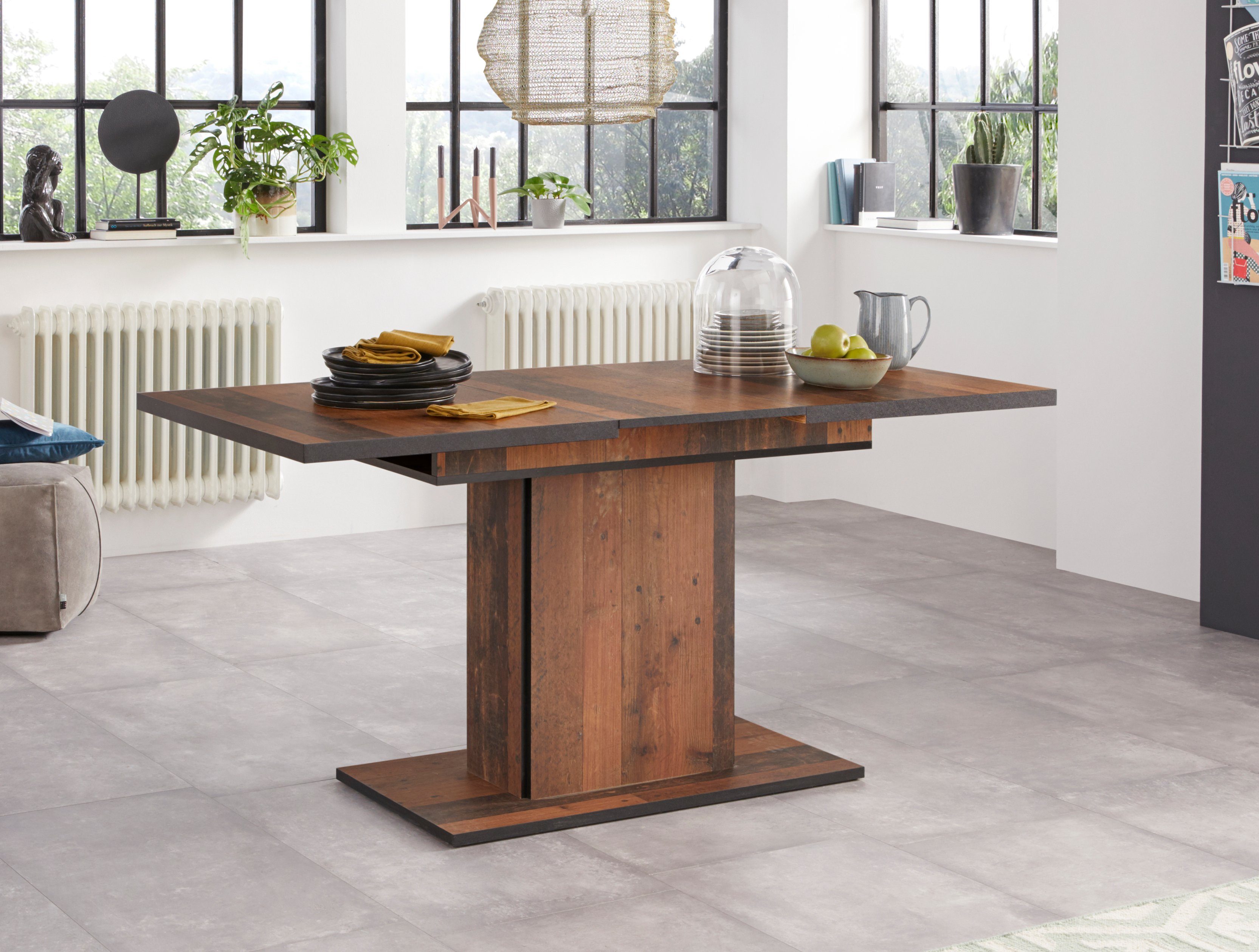 HELA Esstisch Ariana, durch innenliegende Einlegeplatten ausziehbar 120-160 cm