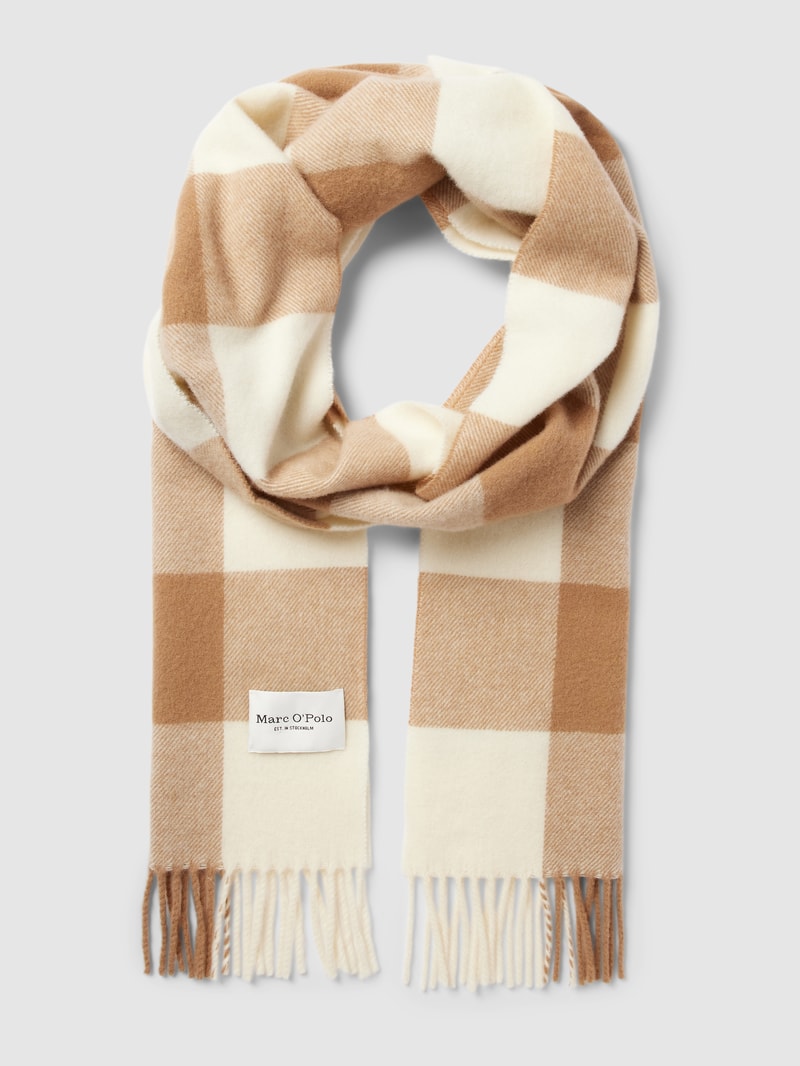 Wollschal mit Karomuster in beige