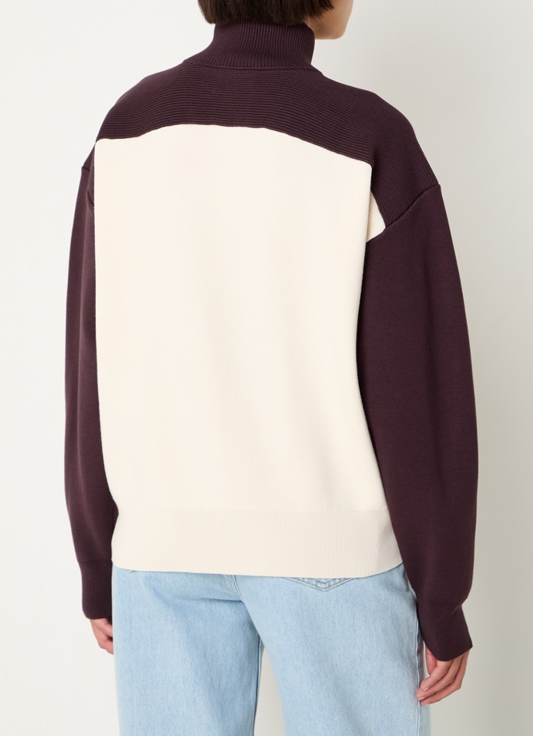Tricou Claudie Pierlot din material tricotat subțire, închis cu fermoar pe jumătate