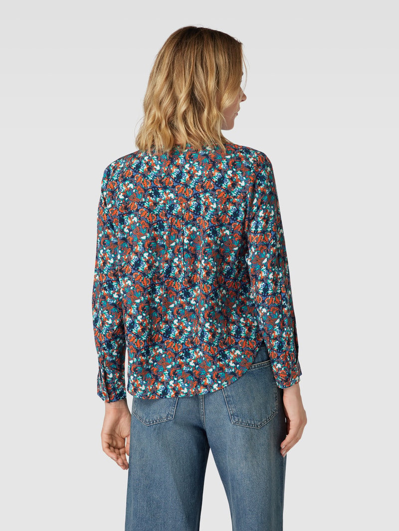 Hemdbluse aus Viskose mit Allover-Muster in marineblau