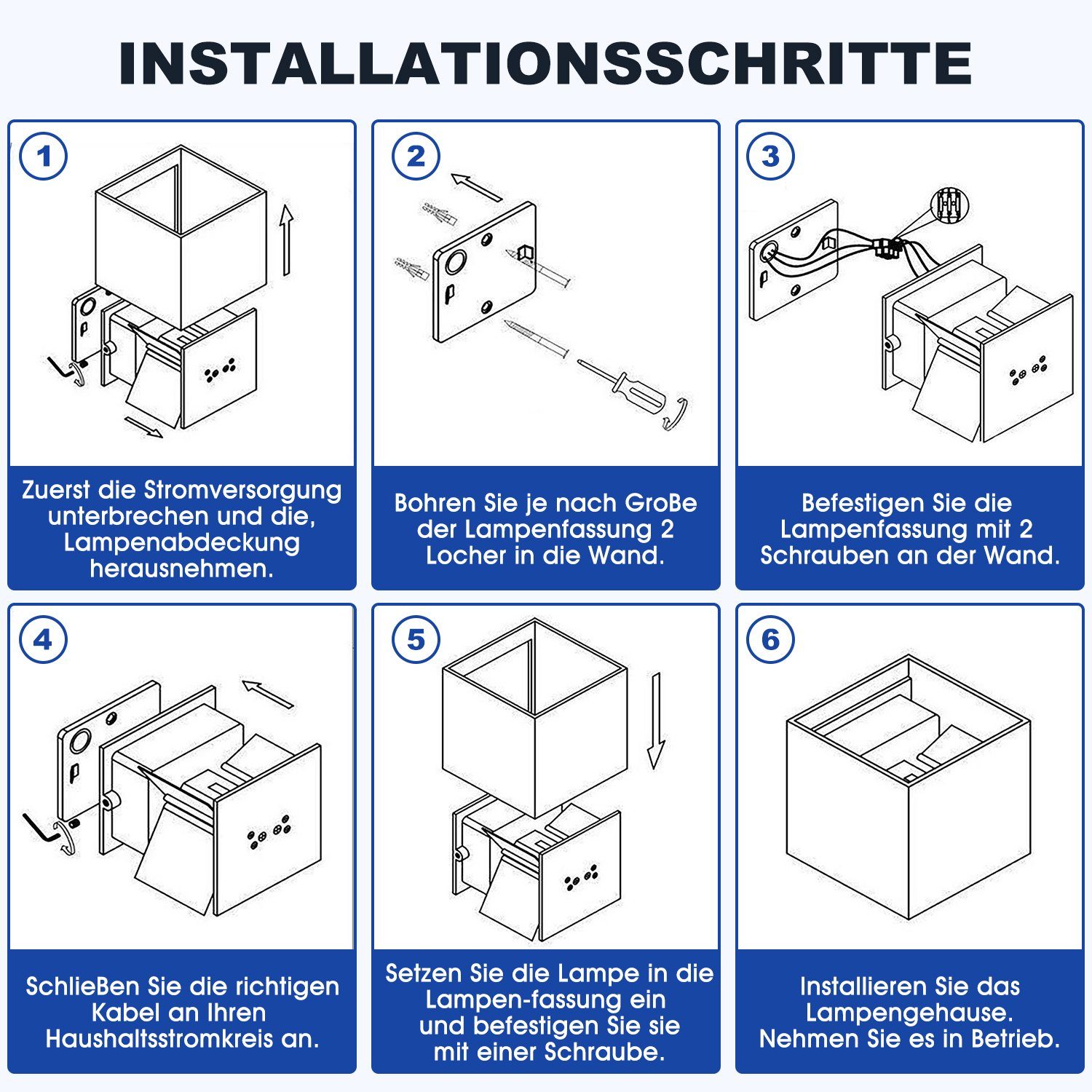 iscooter Wandleuchte G9 Würfel LED Wandleuchte mit Bewegungsmelder Up Down Aluminium, LED wechselbar, Warmweiß, G9 LED Lampe Innen/ Aussen, Einstellbar Abstrahlwinkel AuBenleuchte