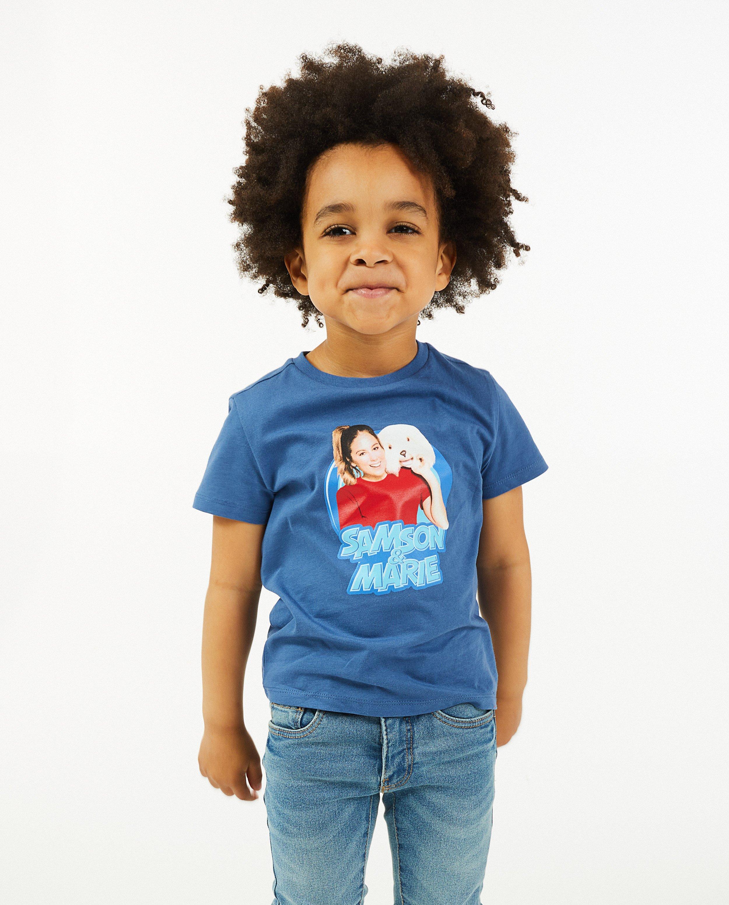 Tricou Samson cu imprimeu Samson și Marie, albastru închis