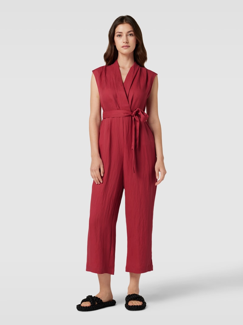 Jumpsuit aus Lyocell-Mix mit Viskose-Anteil in Wickel-Optik in fuchsia