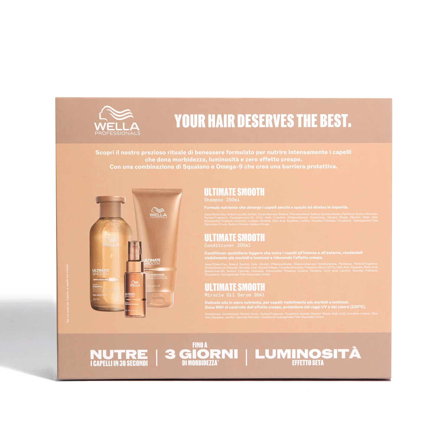 Set de regalo navideño Ultimate Smooth - Champú, acondicionador y sérum de aceite milagroso - Sets de regalo para el cabello, champú antiencrespamiento