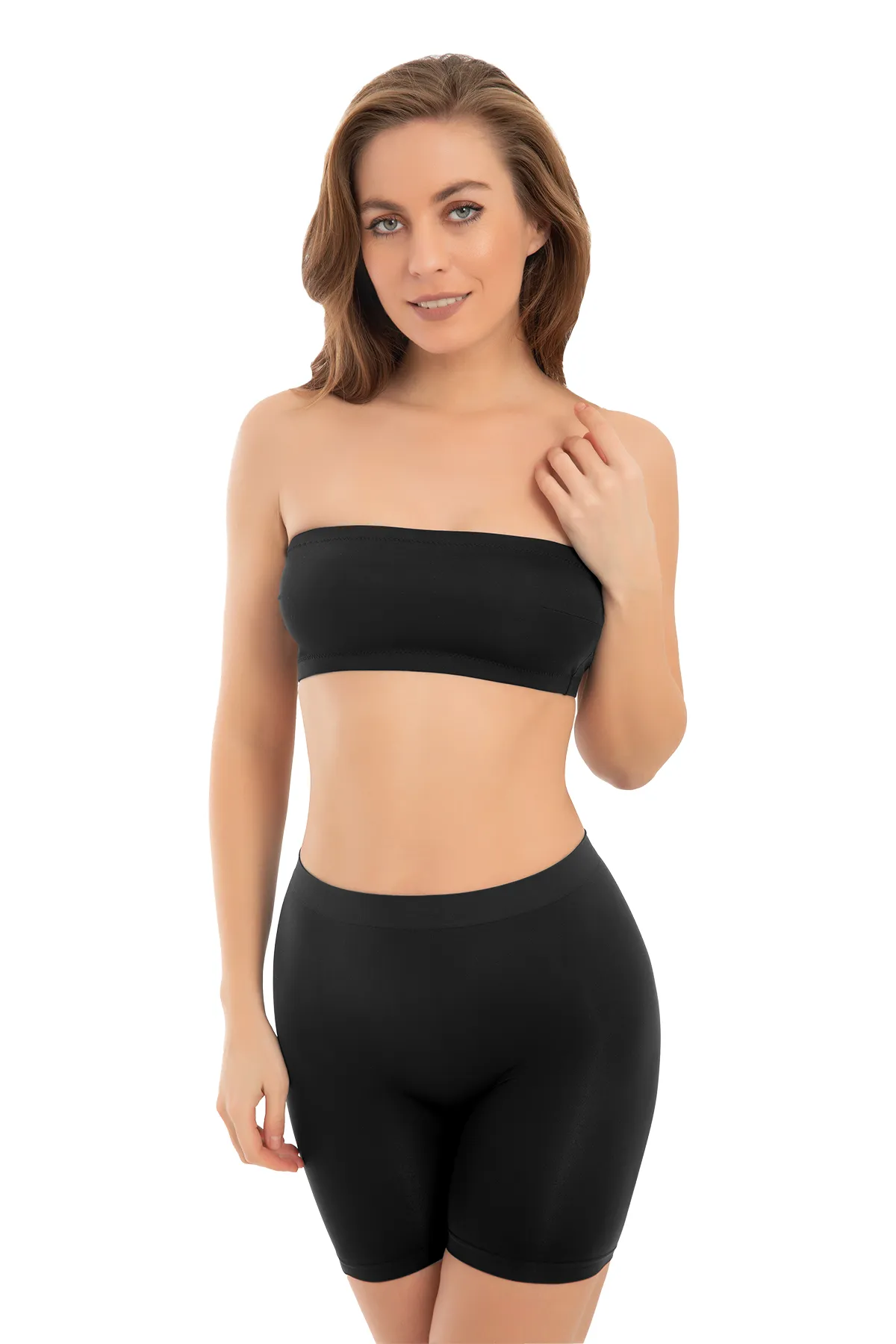 Cottonhill  Premium – Schwarzer, äußerst bequemer, nahtloser Boxershorts mit hoher Taille und langem Bein für Damen