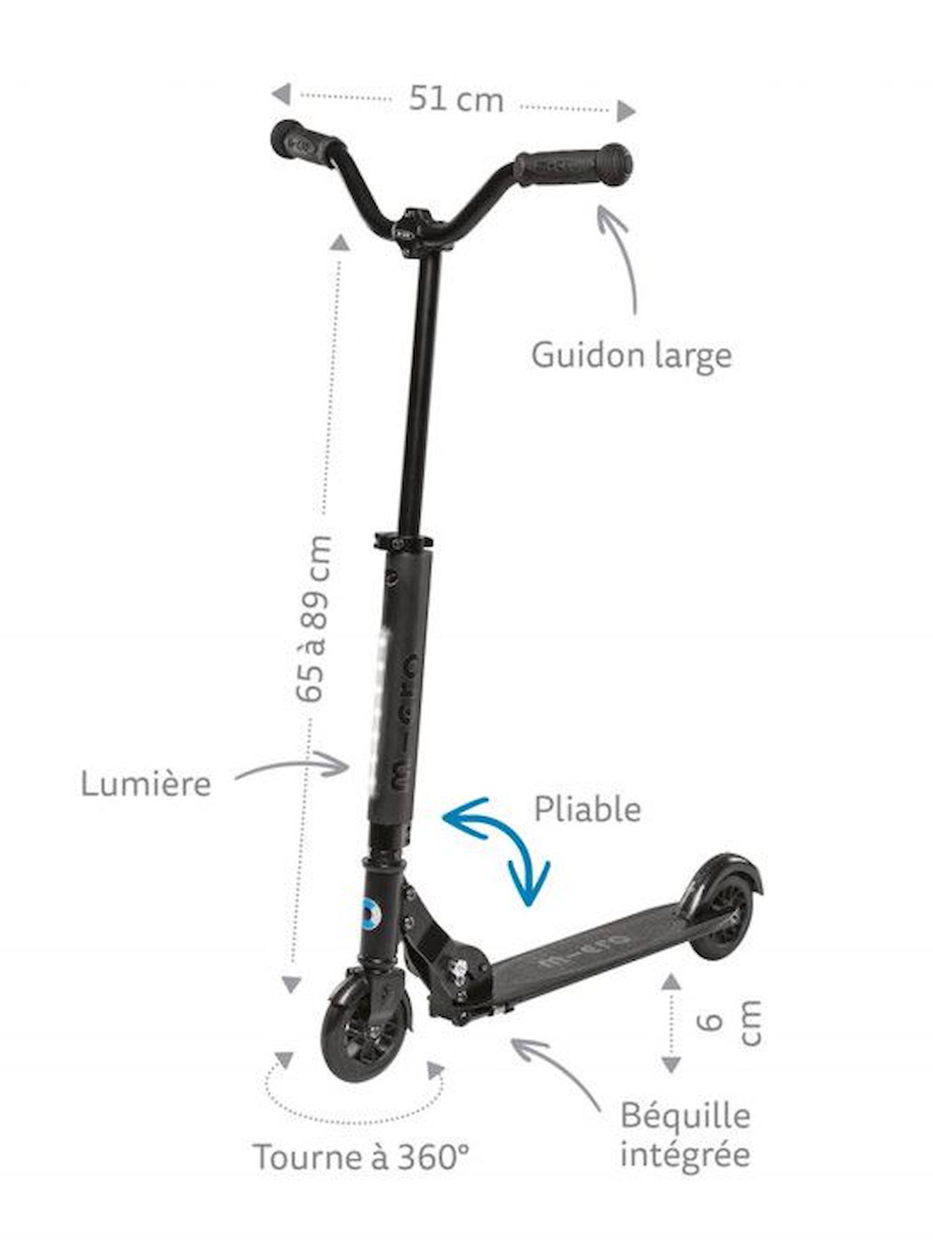 Trottinette 2 roues pliable Enfant – Micro Sprite Deluxe Noir noir