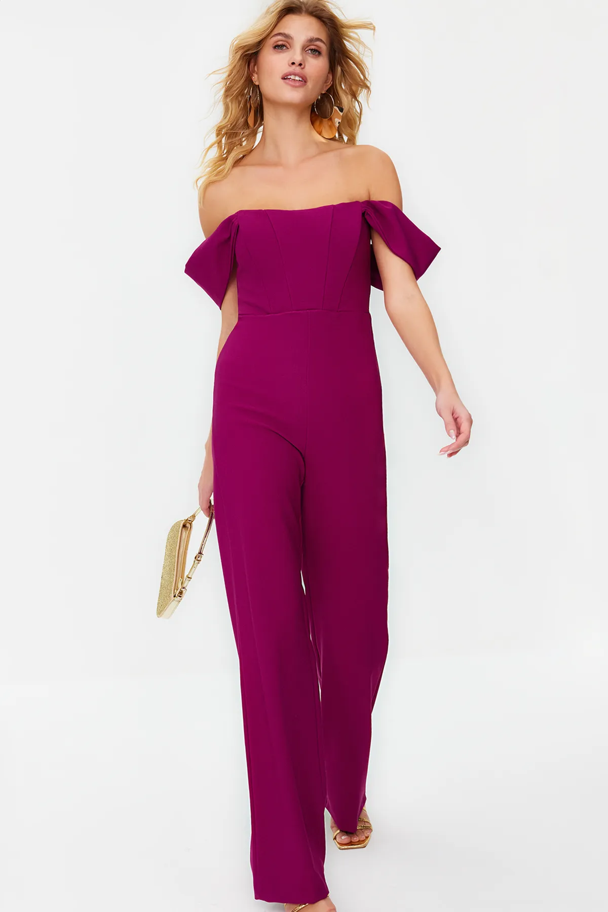 Trendyol Collection  Pflaumenfarbener, gefütterter Bügel-Overall TPRSS22TU0070