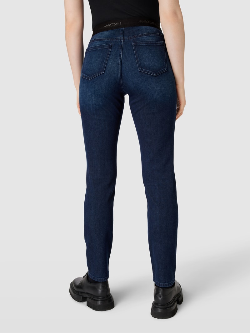 Schlupfjeans mit elastischem Bund in blau