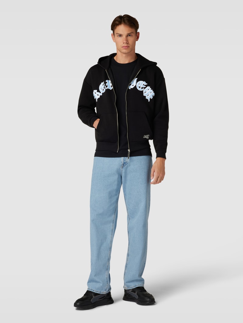 Sweatjacke mit Reißverschluss in schwarz