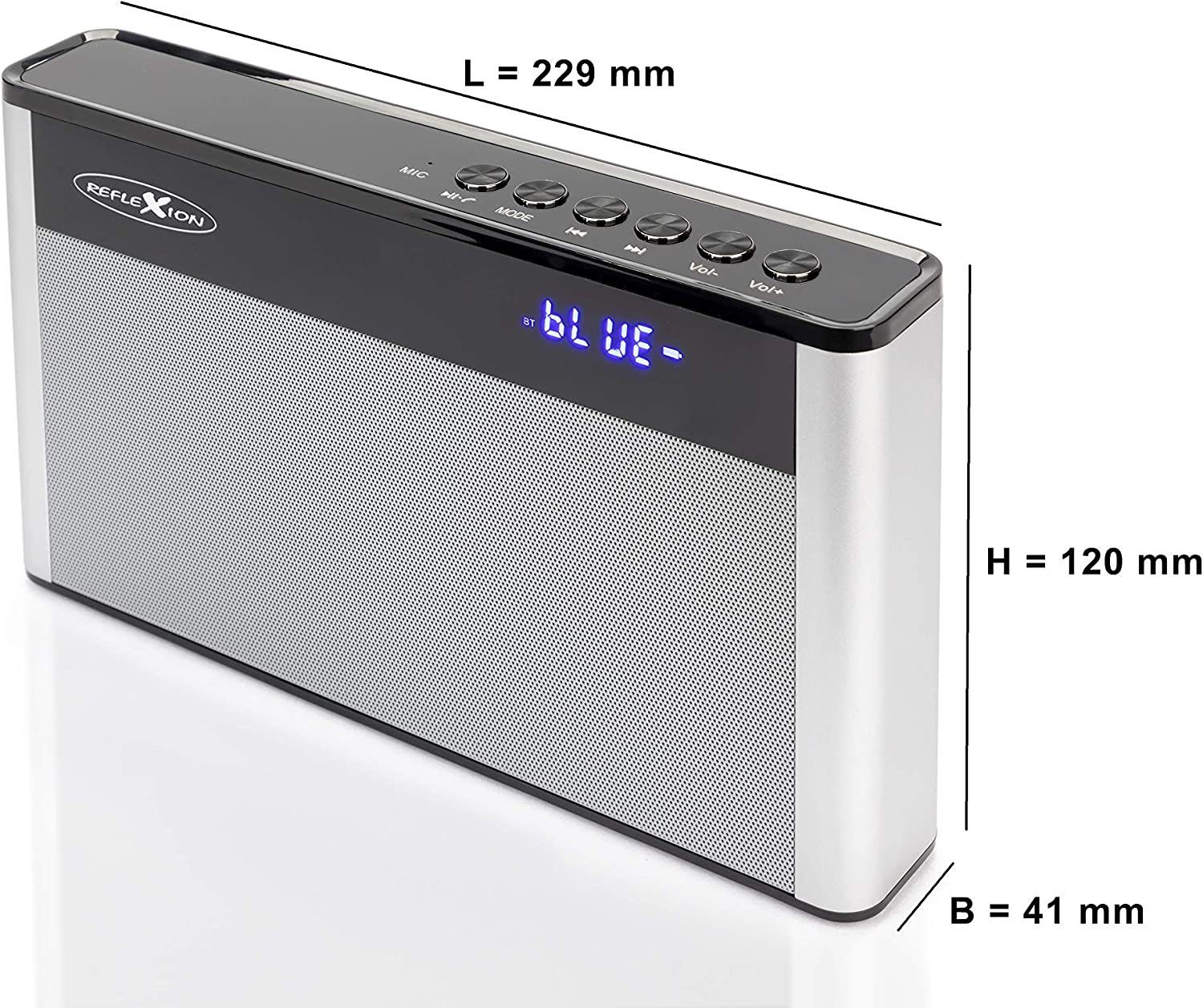 Reflexion SB200 UKW-Radio (Bluetooth-Radio, 2000mAh Akku, hochwertiges Aluminium Gehäuse)