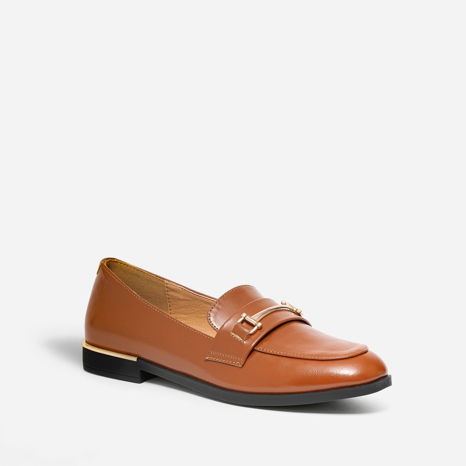 Mocassin cognac détails dorés