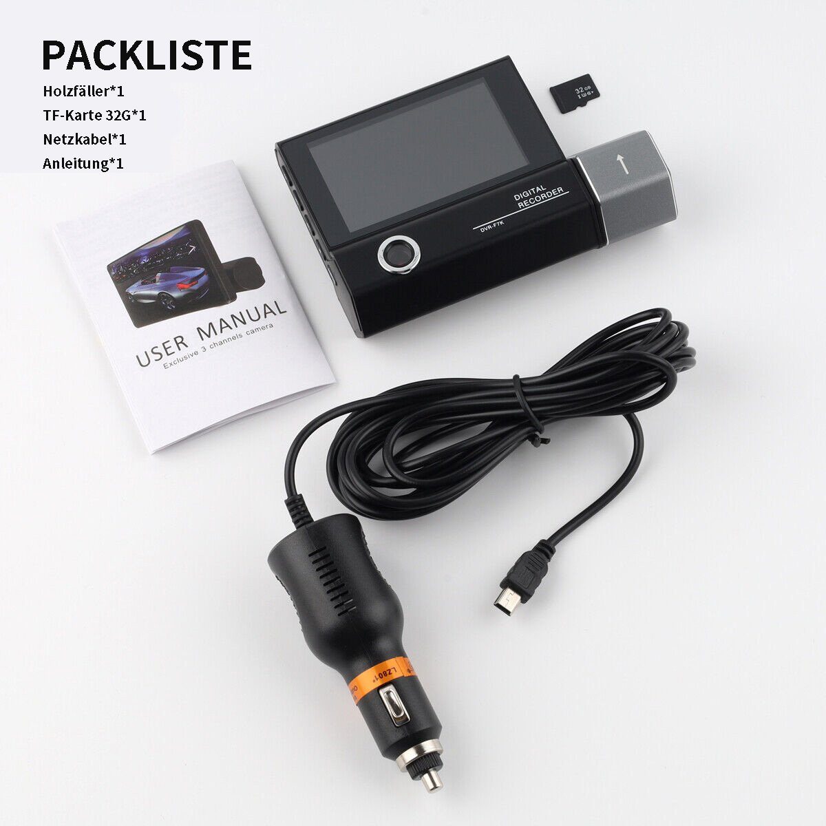 Yoyaxi 32G+ Auto-DVR 170° Doppelobjektiv-Dashcam Dashcam (1080P Videorecorder-Kamera vorne und hinten)