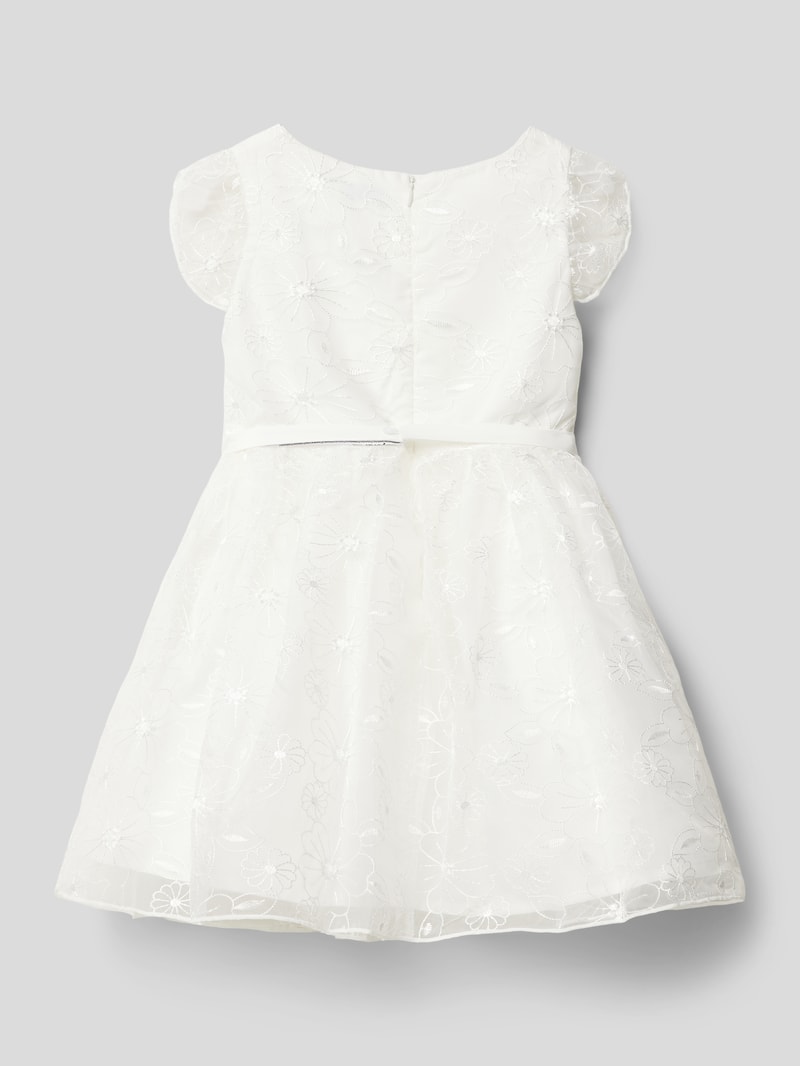 Kleid mit floralen Stickereien in ecru