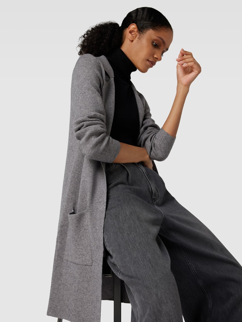 Longcardigan mit aufgesetzten Taschen Modell 'TASTY' in mittelgrau