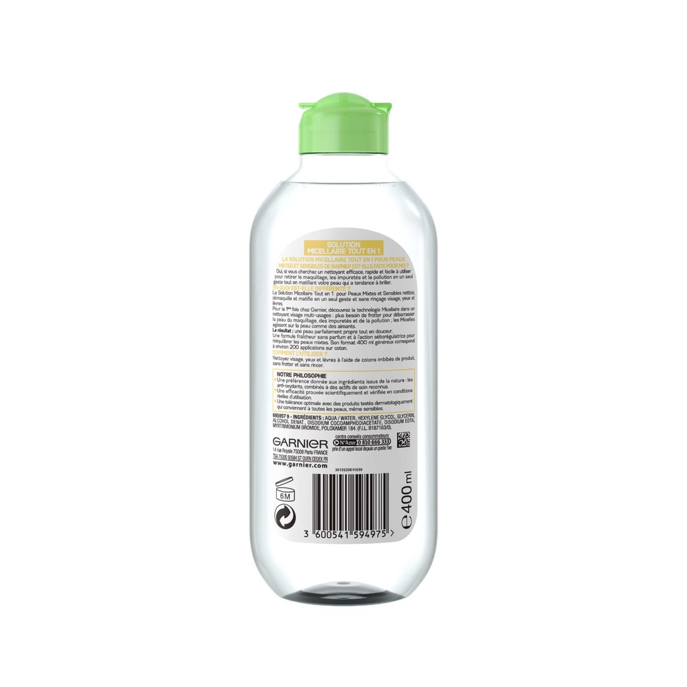 garnier SkinActive Solution Micellaire Tout En 1 Peaux Mixtes et Sensibles