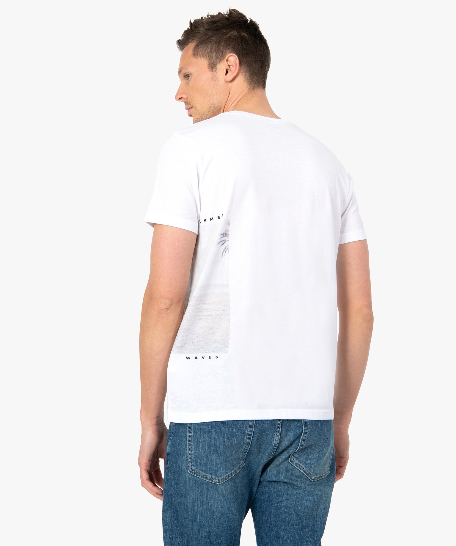 Tee-shirt homme à manches courtes motif surf blanc | GEMO