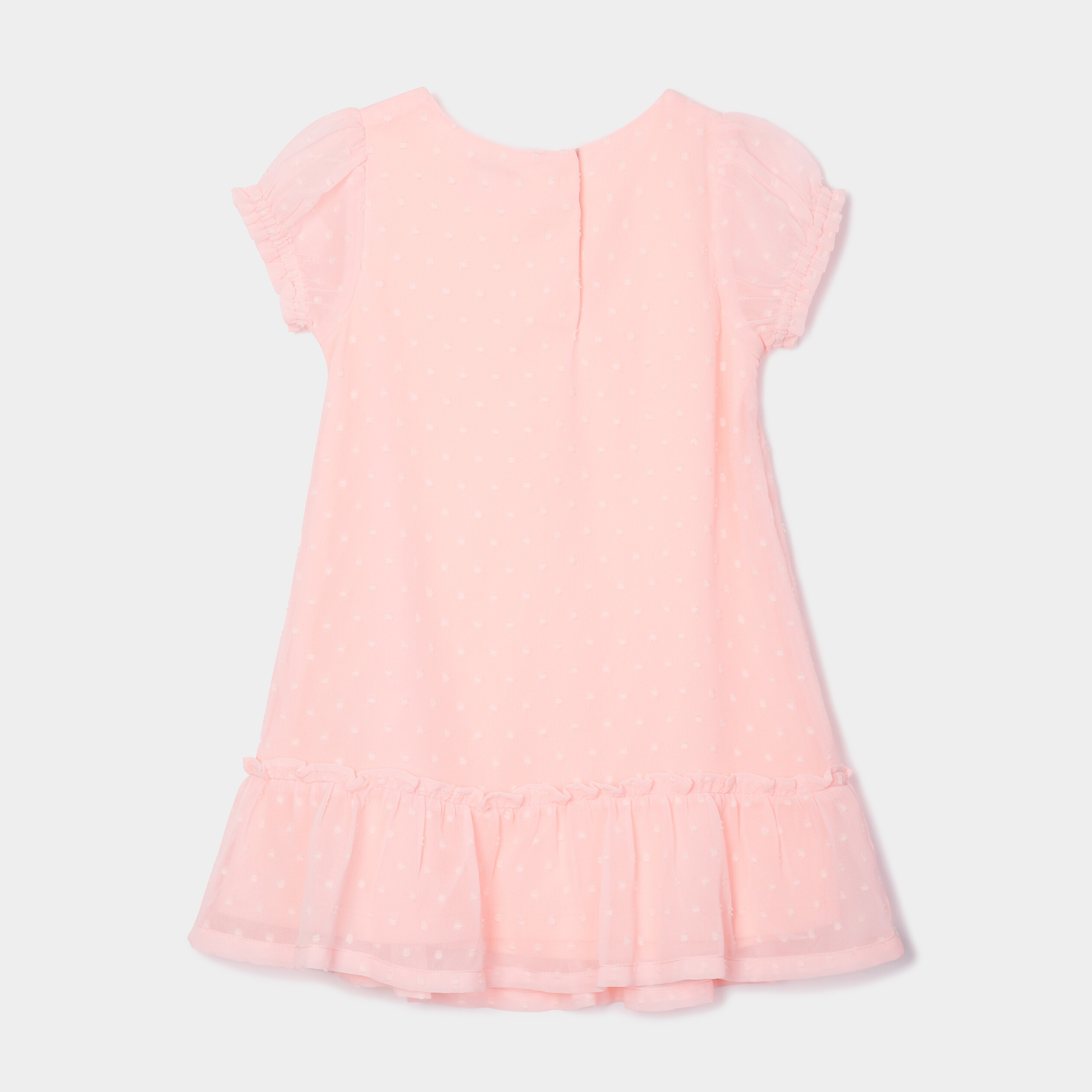 Robe évasée à plumetis et volants orange fluo bébé fille | La Halle