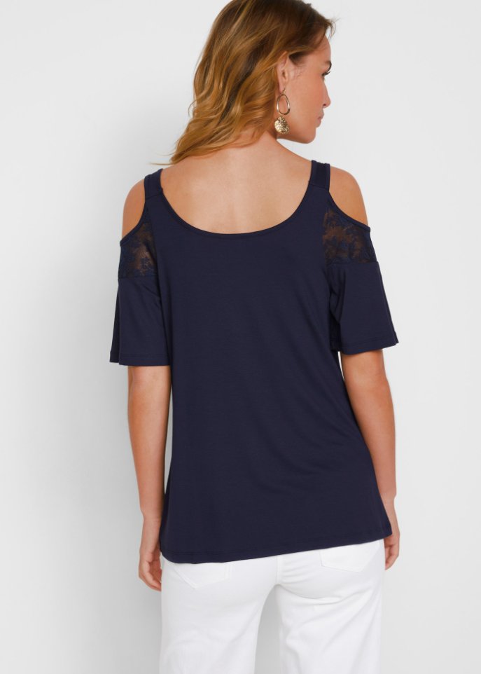 Jersey-Tunika mit Spitze mit nachhaltiger Viskose