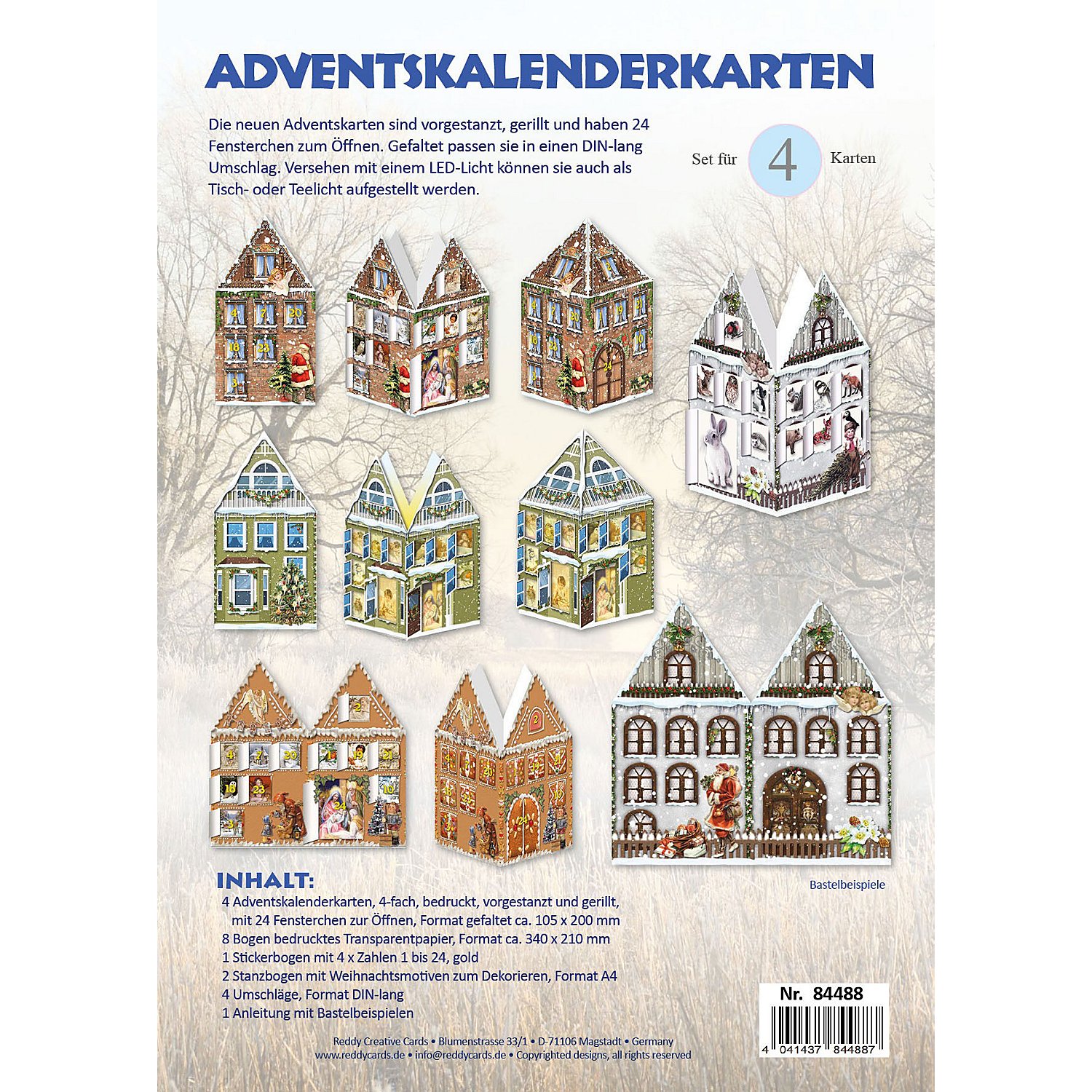 Adventskalenderkarten, für 4 Karten