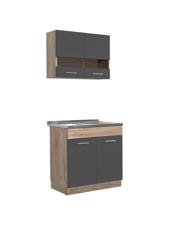 Homestyle4u Küchenzeile ohne Geräte 80x180x51 cm in Grau günstig kaufen onesize