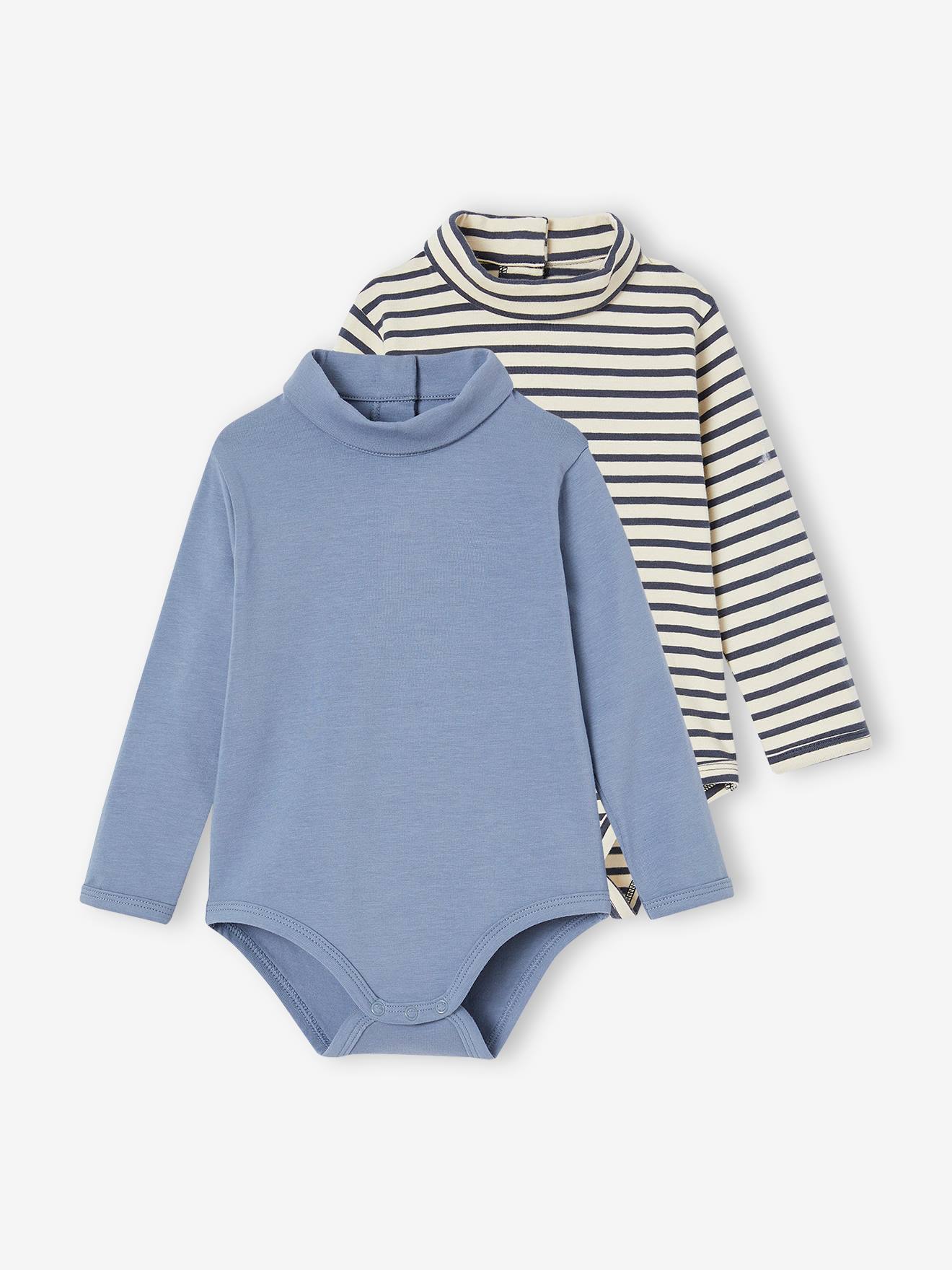 Lot de 2 bodies bébé col roulé écru