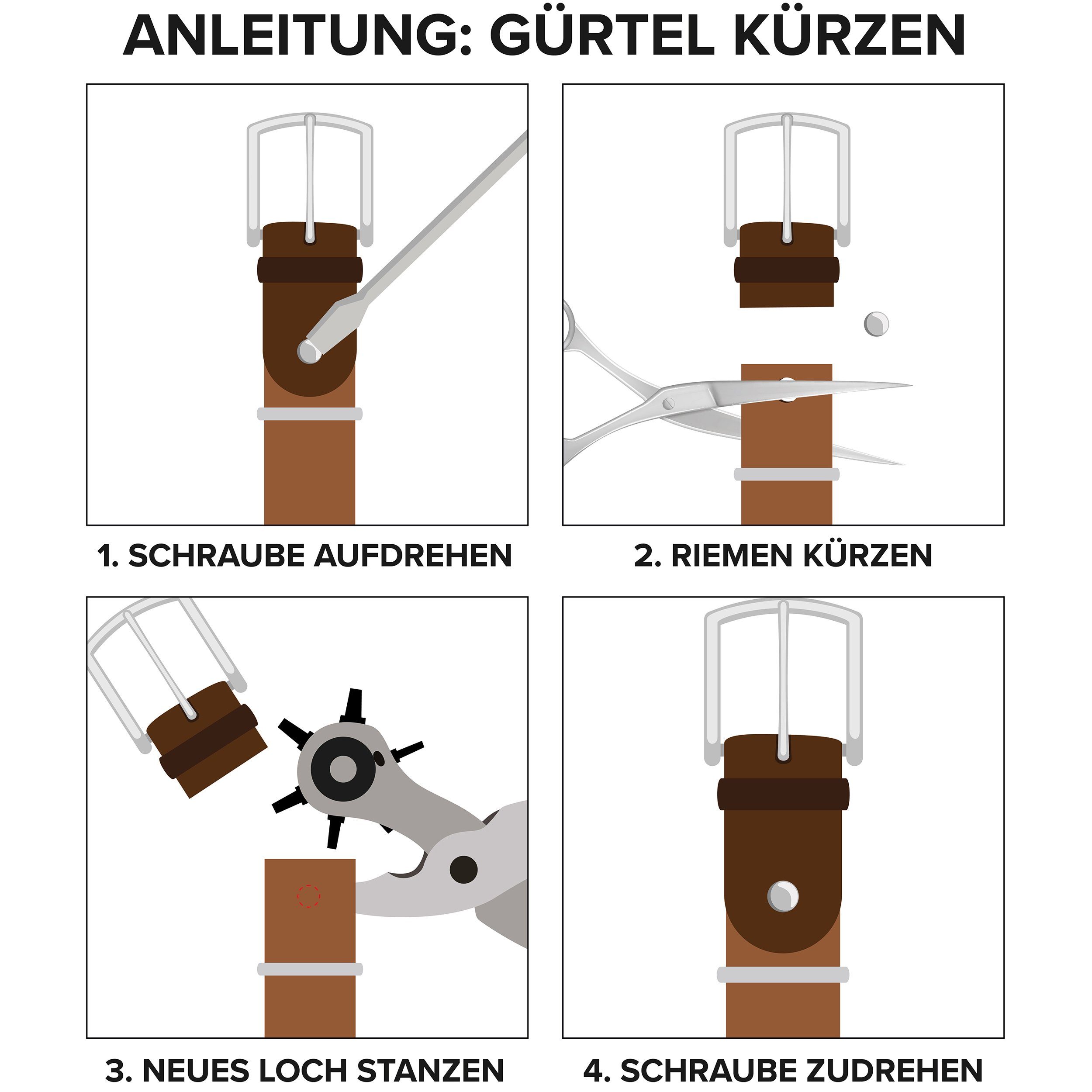 COLOGNEBELT Ledergürtel D11-SL Schlicht dennoch modern mit Dornschließe, MADE IN GERMANY
