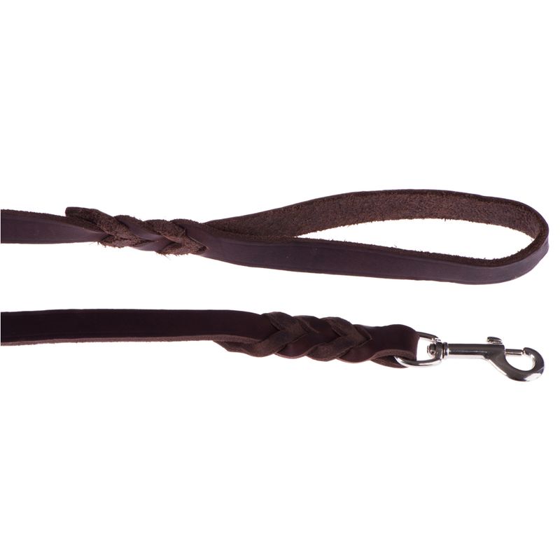 Heim Lederleine mit eingeflochtenem Karabiner - braun zu TOP-Preisen