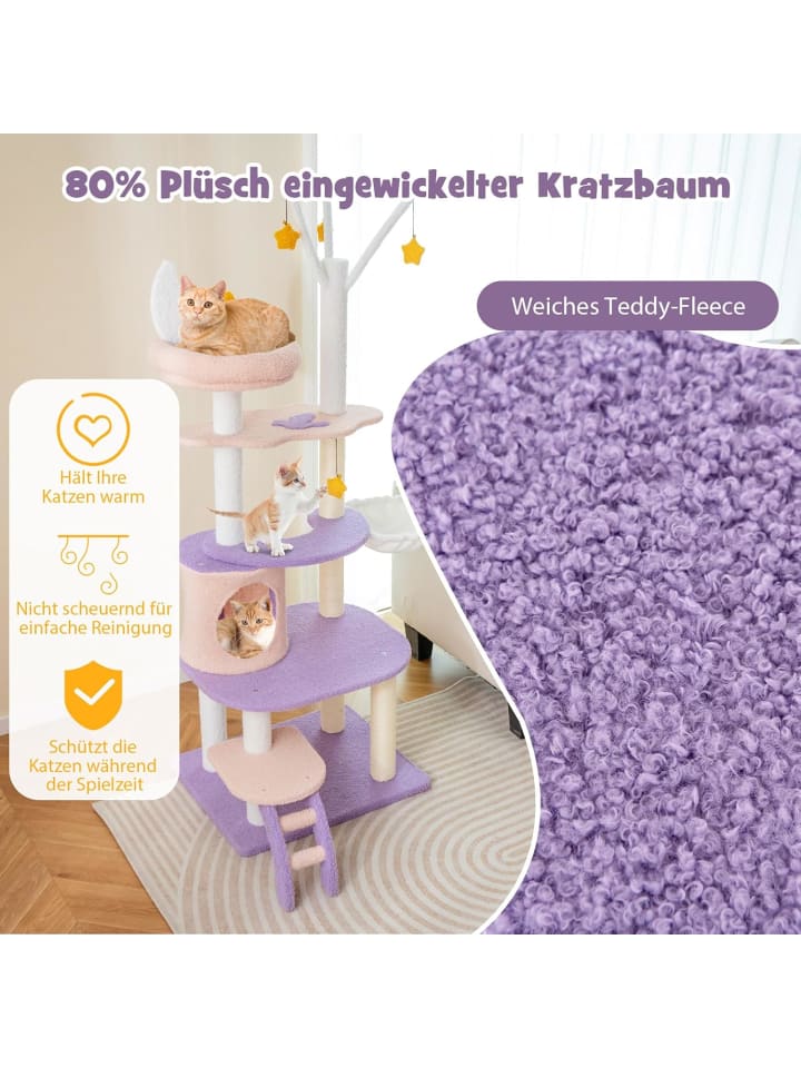 COSTWAY Katzenbaum 59x49x158cm in Lila günstig kaufen onesize