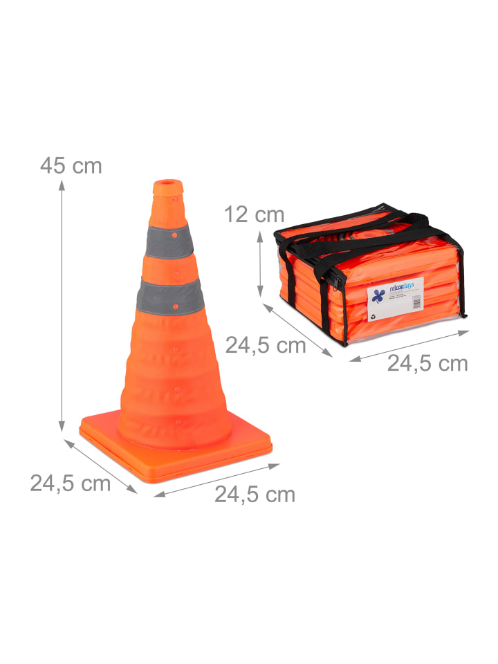 relaxdays 4 x Pylone in Orange/ Silber - (B)24,5 x (H)45 x (T)24,5 cm günstig kaufen onesize