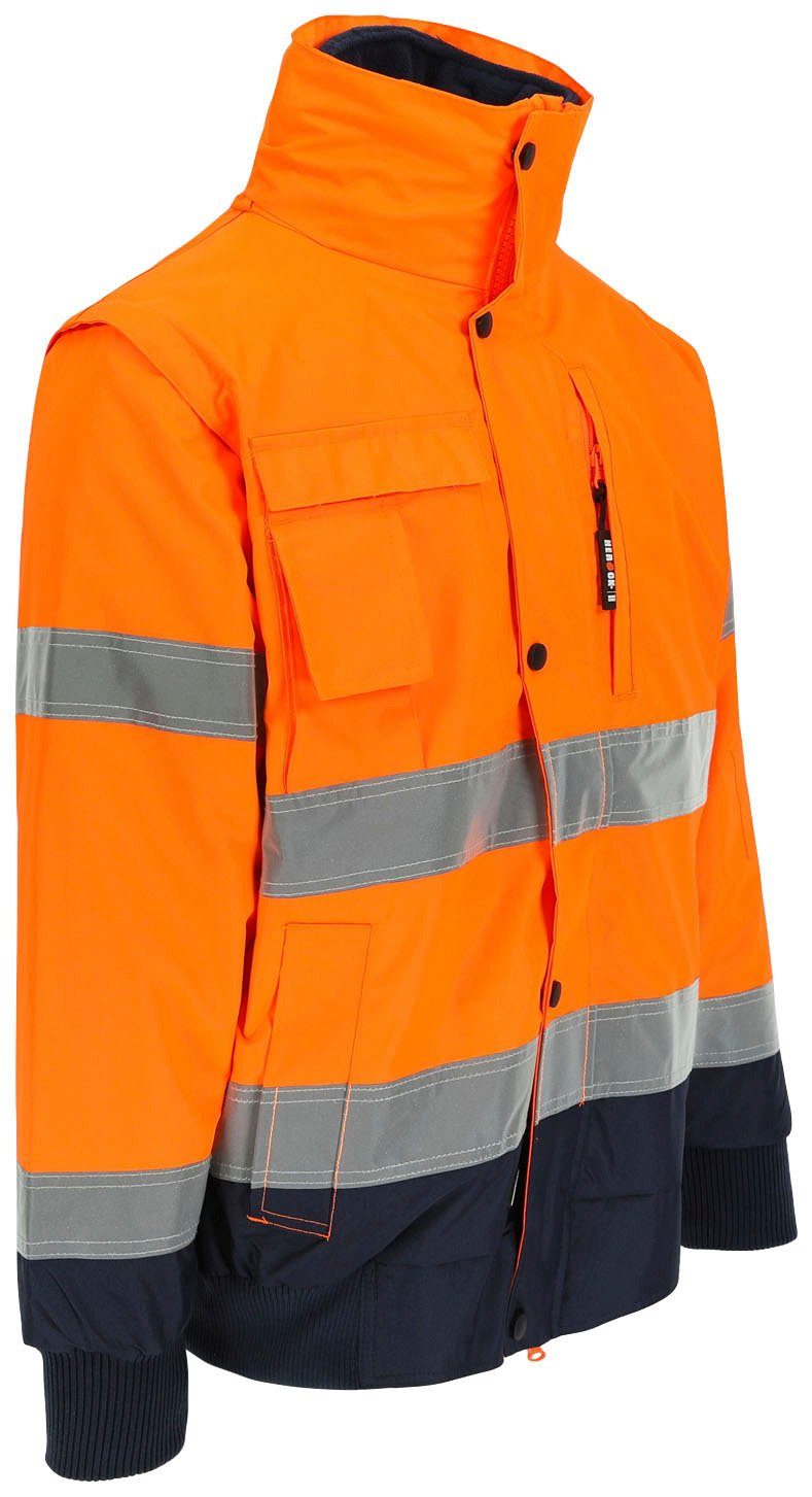 Herock Arbeitsjacke Tarvos HIGH VIZ Mit herausehmbarem Fleece-Bodywarmer und abnehmbaren Ärmeln und Kapuze