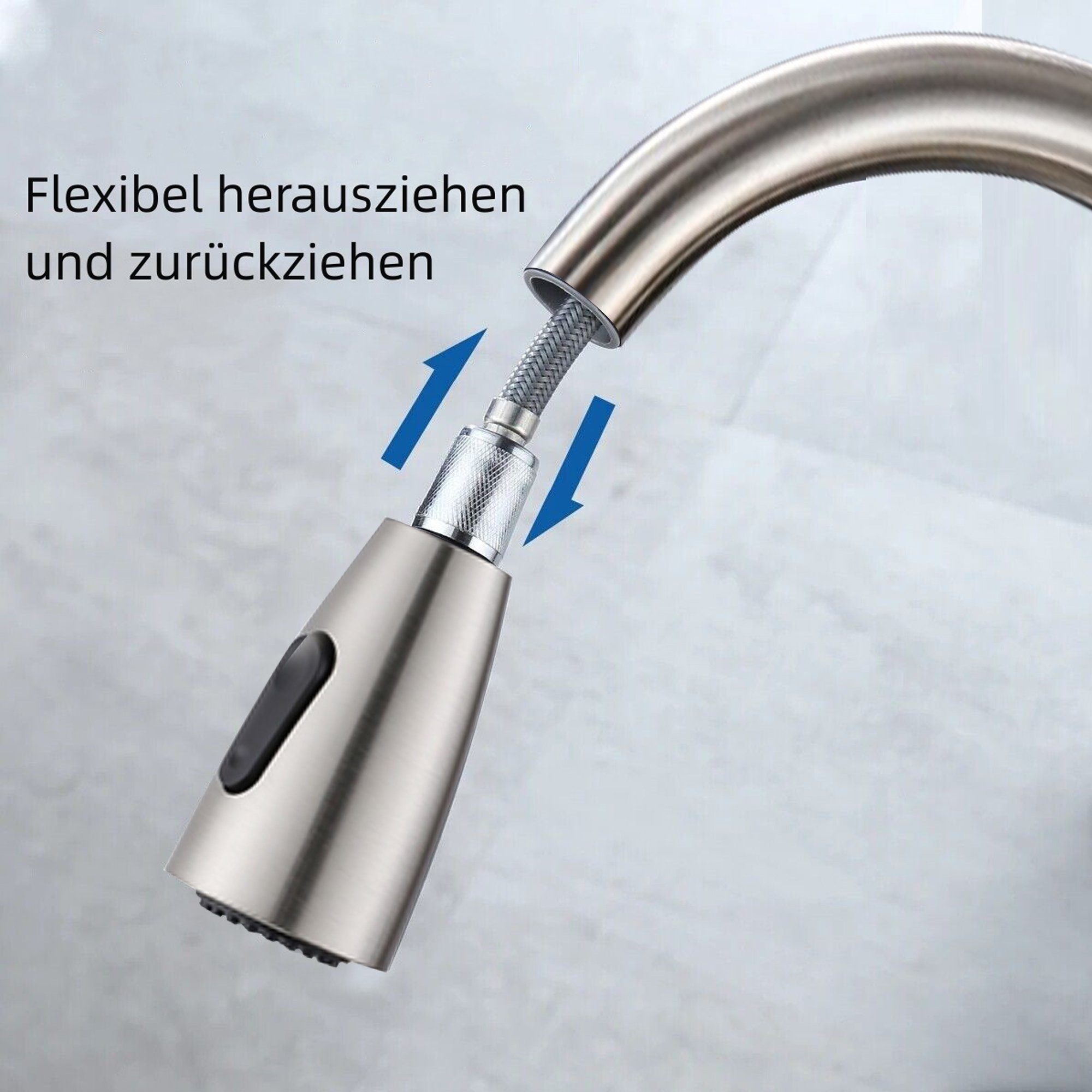 DAKYAM Waschtischarmatur Wasserhahn Küche Bad Küchenarmatur Spültischarmatur ausziehbar mit Ausziehbrause