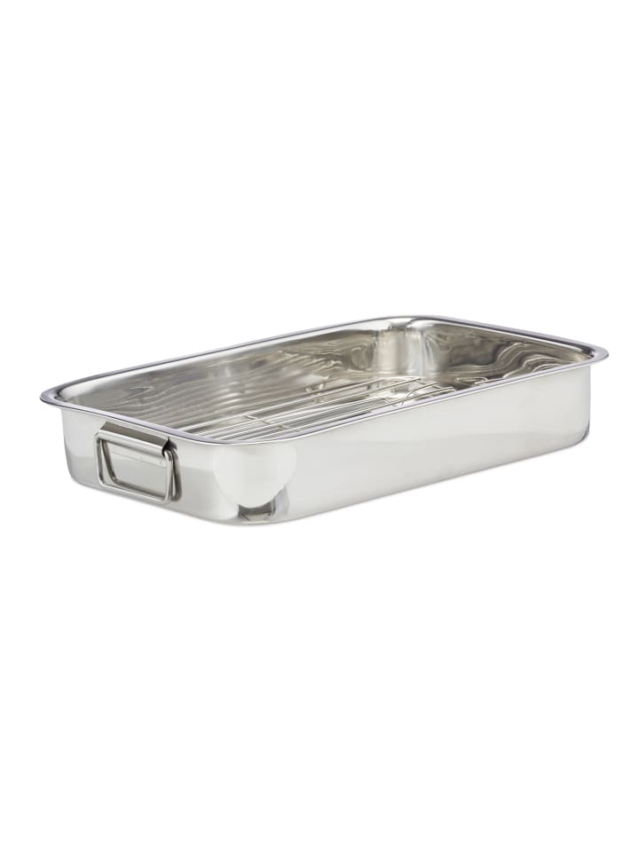 relaxdays Bräter in Silber - (B)38 x (H)6,5 x (T)27 cm günstig kaufen onesize