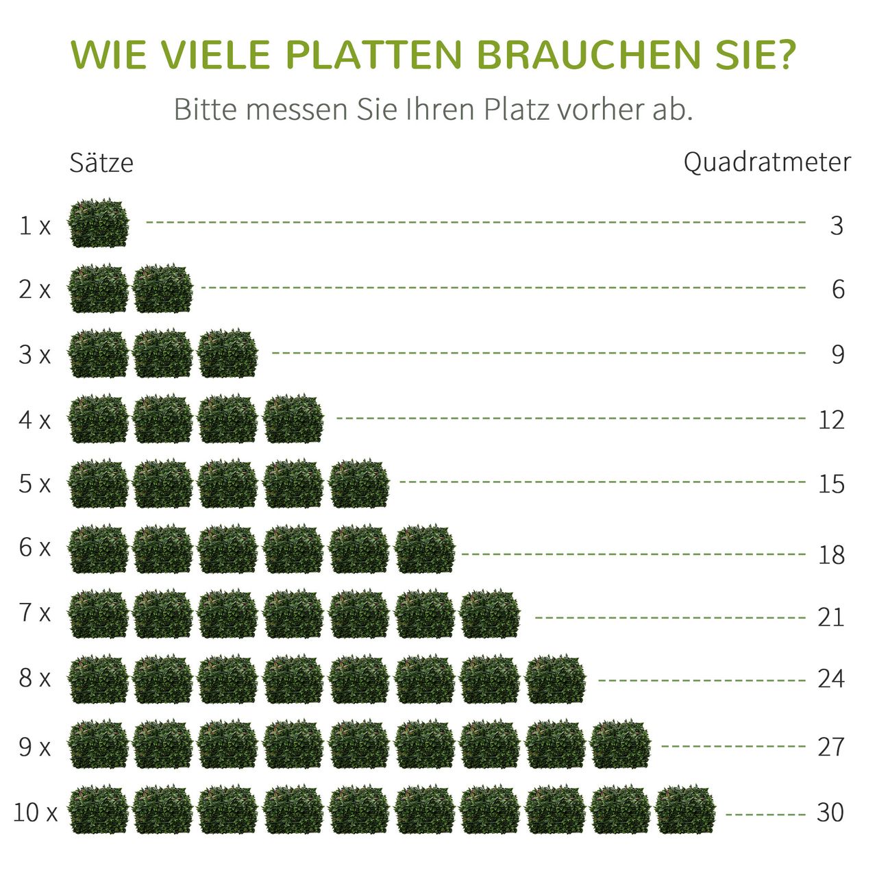 Outsunny 12 Stück künstliches Pflanzenwand Hecke 50x50
