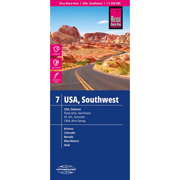 Reise Know-How Landkarte USA 07, Südwest (1:1.250.000) : Arizona, Colorado, Nevada, Utah, New Mexico - Straßenkarte