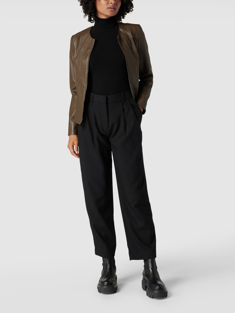 Jacke in Leder-Optik in olivgrün