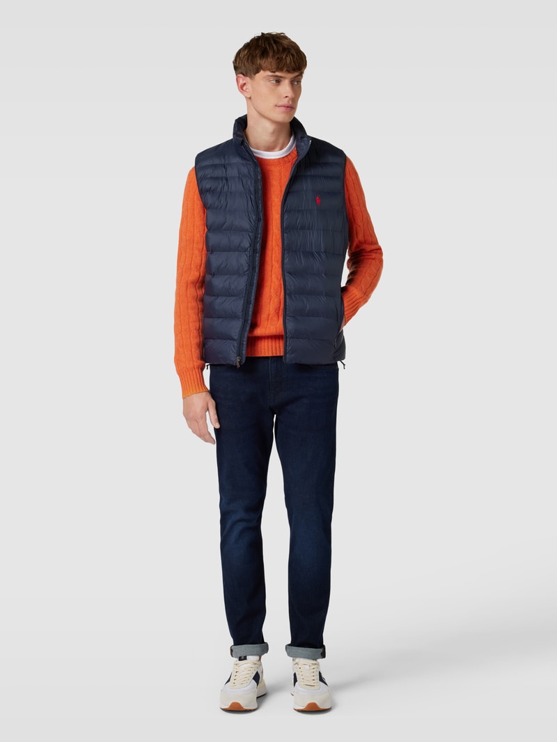 Steppweste mit Label-Stitching Modell 'TERRA' in marineblau
