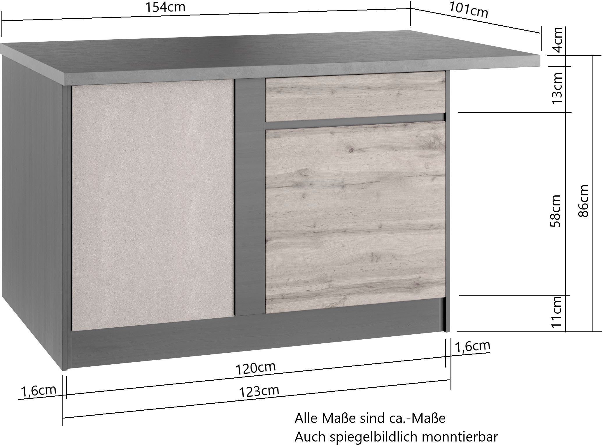 HELD MÖBEL Küche Riesa, Stellbreite 340x150 cm, wahlweise mit oder ohne E-Geräte