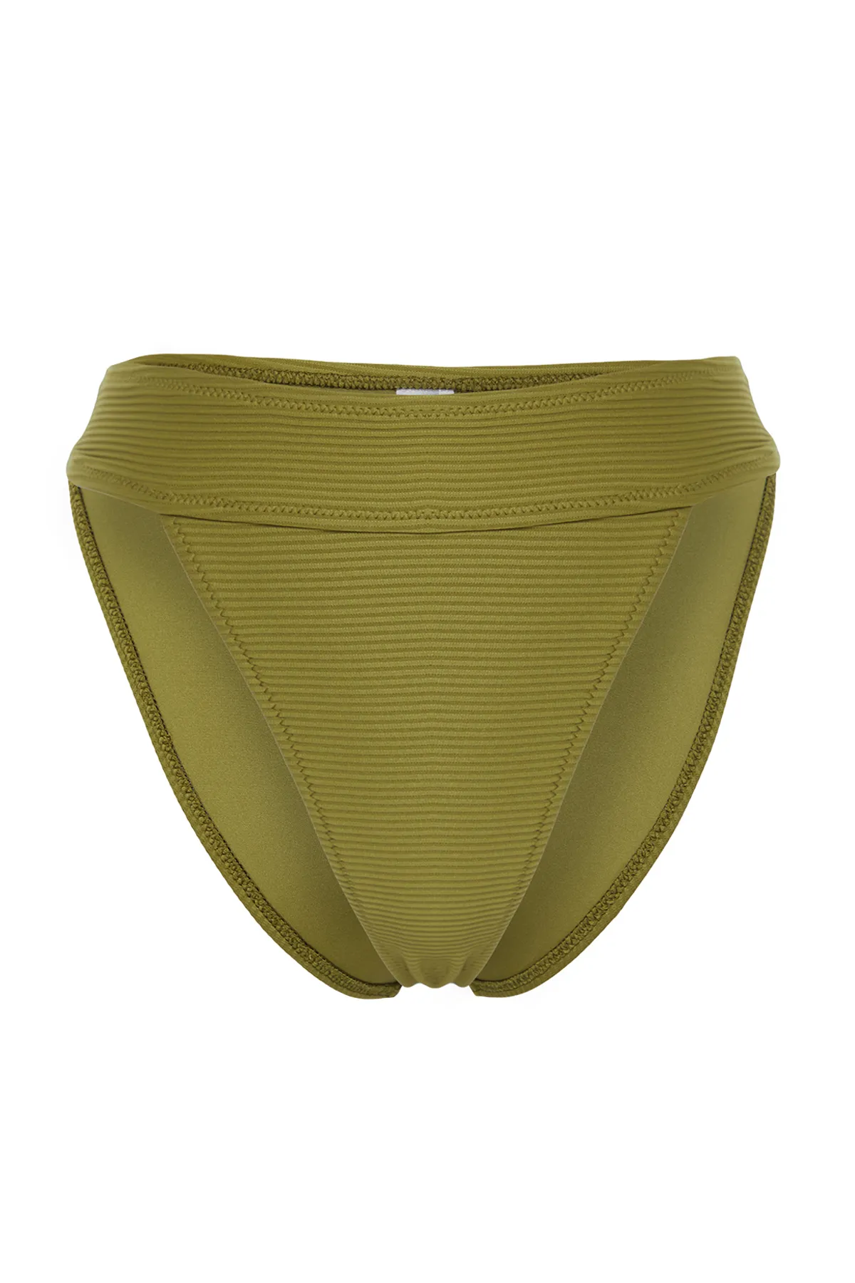 Trendyol Collection  Grüne strukturierte Bikinihose mit hohem Beinausschnitt und regulärem Schnitt TBESS21BA0016