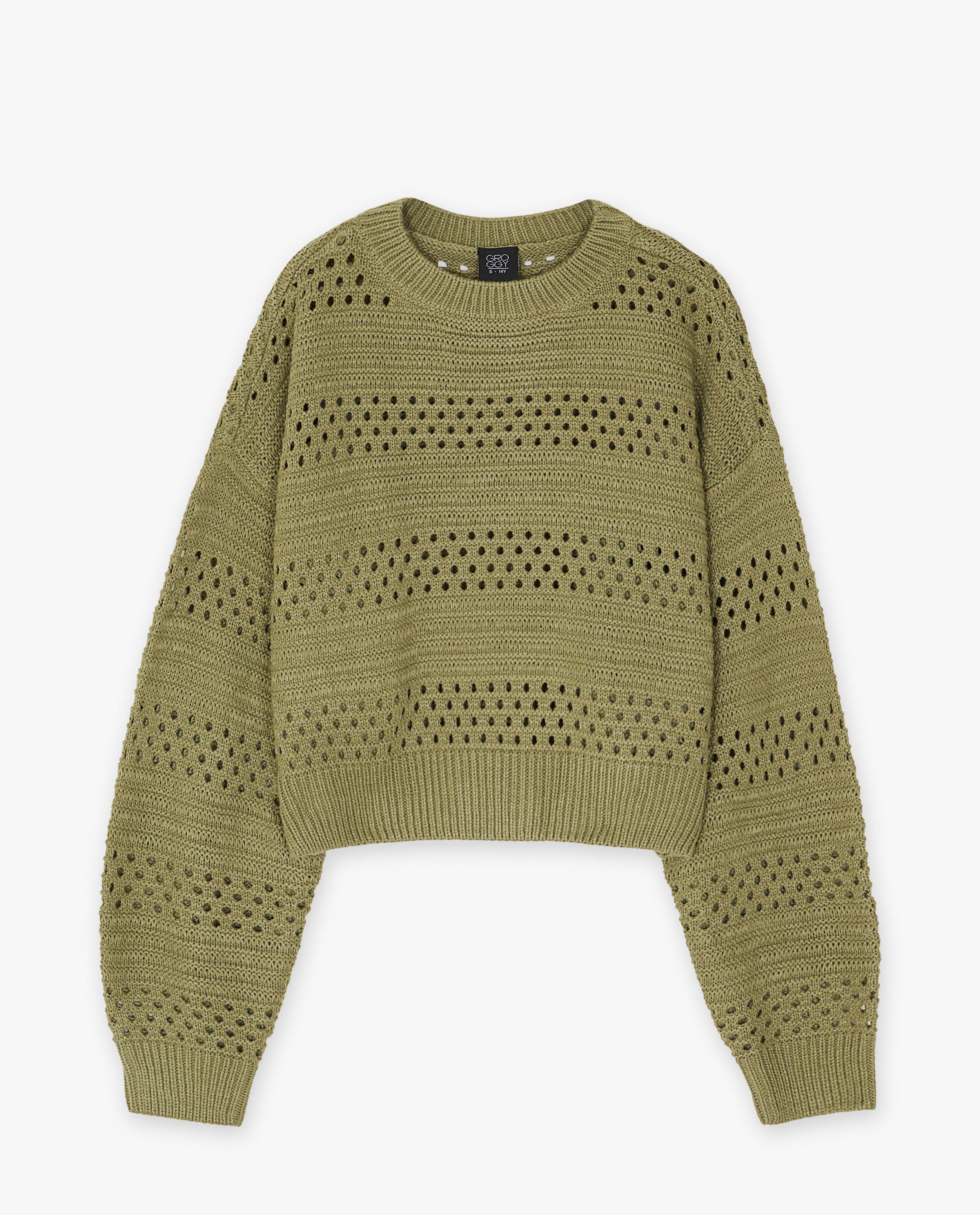 Groggy Trui met ajour khaki