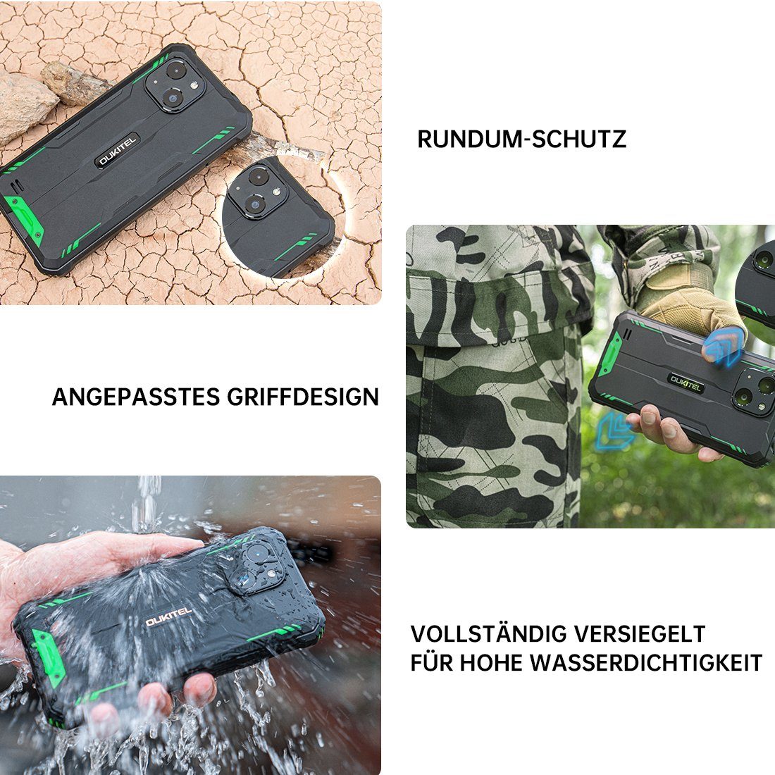 OUKITEL WP 20 pro, [Außentelefon], 6300 mAh, 4GB RAM+64GB ROM Smartphone (5,93 Zoll, 64 GB Speicherplatz, 20 MP MP Kamera, wasserdicht, staubdicht, sturzsicher, 20MP Samsung Hauptkamera)