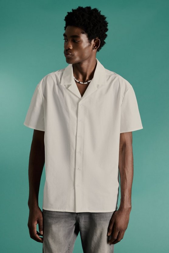 Oversize Stretch-Hemd mit kurzen Ärmeln