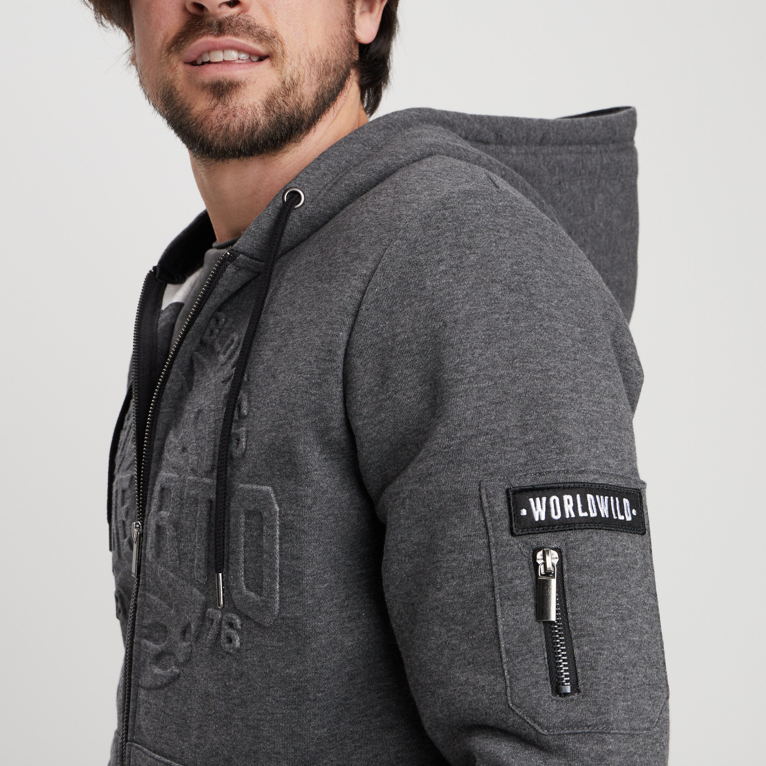 Sweat zippé à capuche Liberto gris foncé homme | La Halle