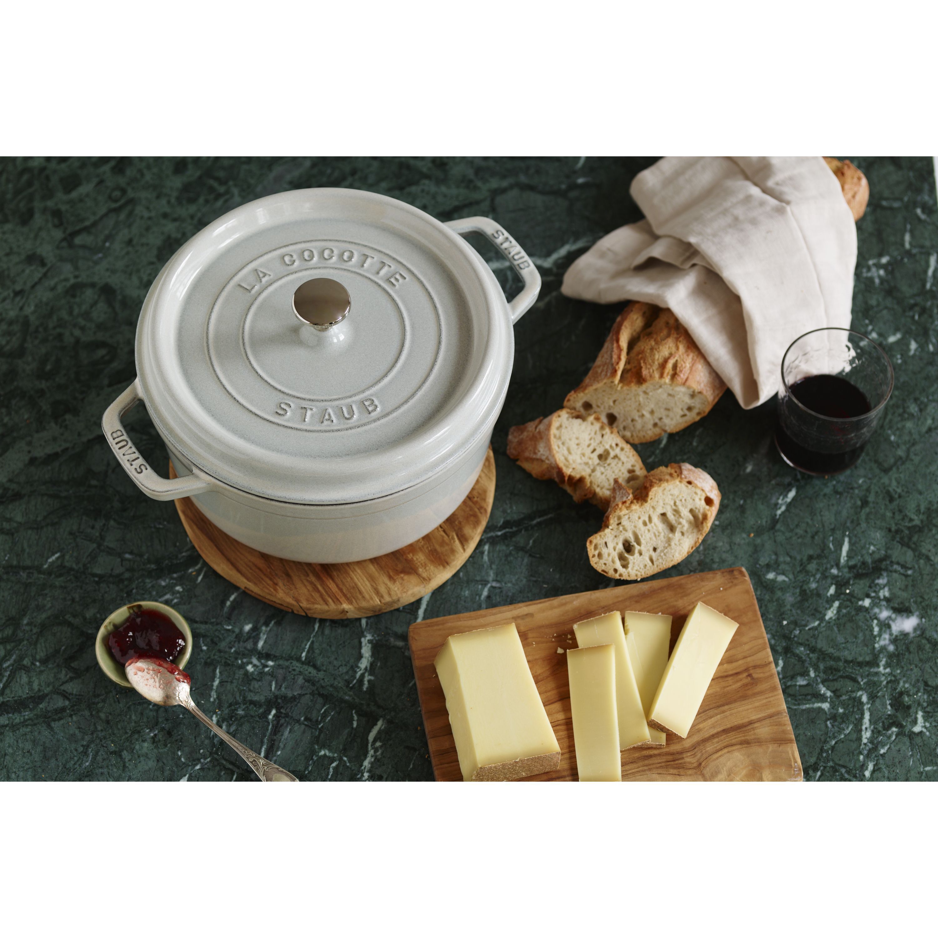 Cocotte 24 cm, rund, Weisser Trüffel, Gusseisen