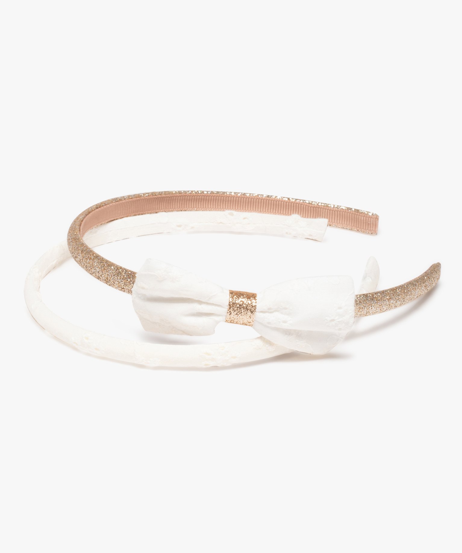Serre-tête fille avec noeud et paillettes (lot de 2) blanc | GEMO
