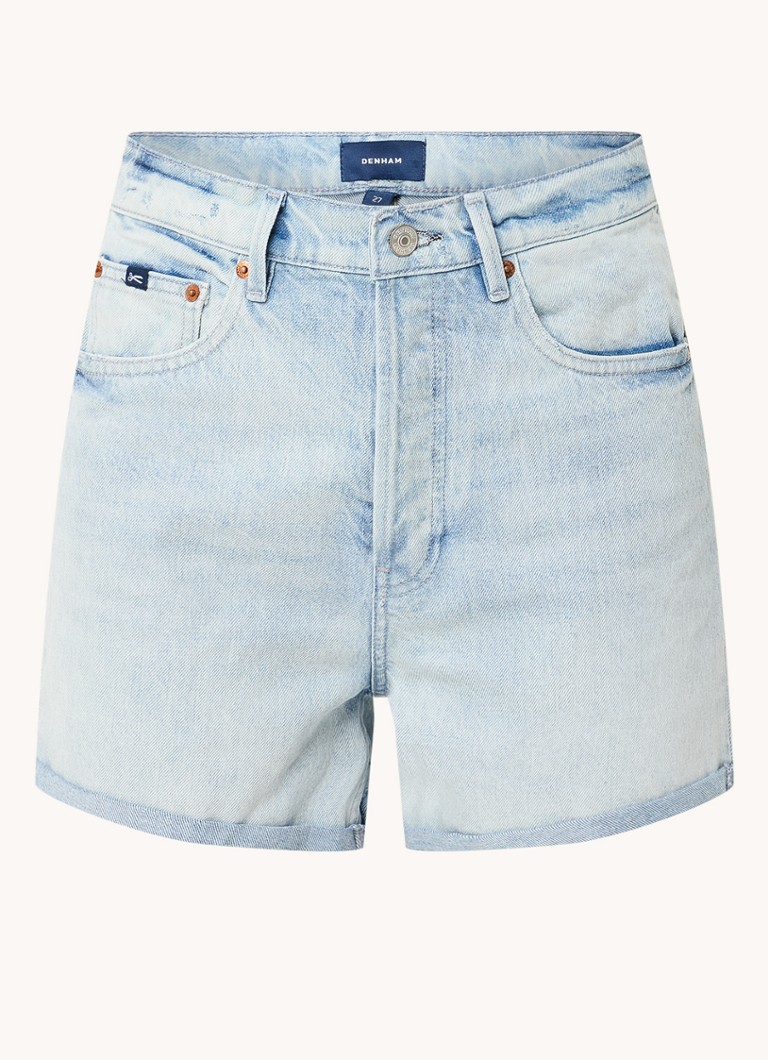 Denham Rini, pantaloni scurți din denim cu talie înaltă și croială dreaptă